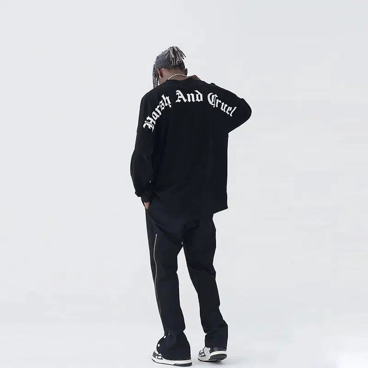 Gothic Lettering Long-sleeved T-shirt