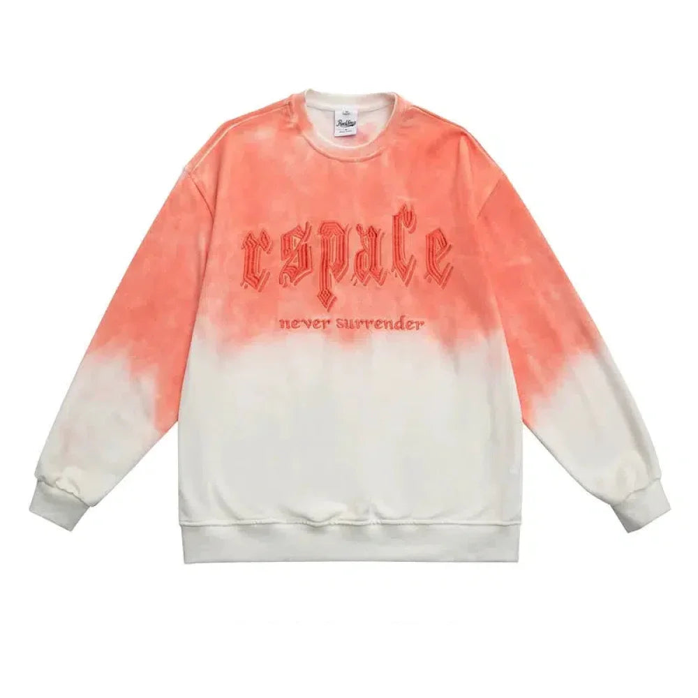 Gradient Letter Embroidery Round Neck Sweatshirt