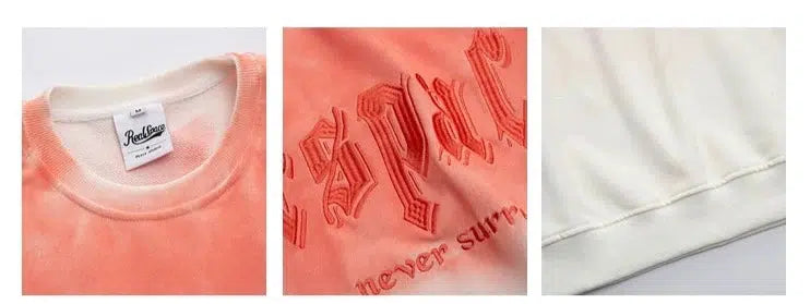 Gradient Letter Embroidery Round Neck Sweatshirt