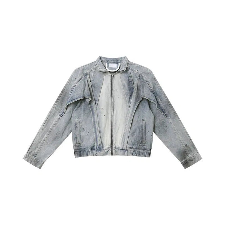 Gradient Stand Collar Jacket Jeans Set