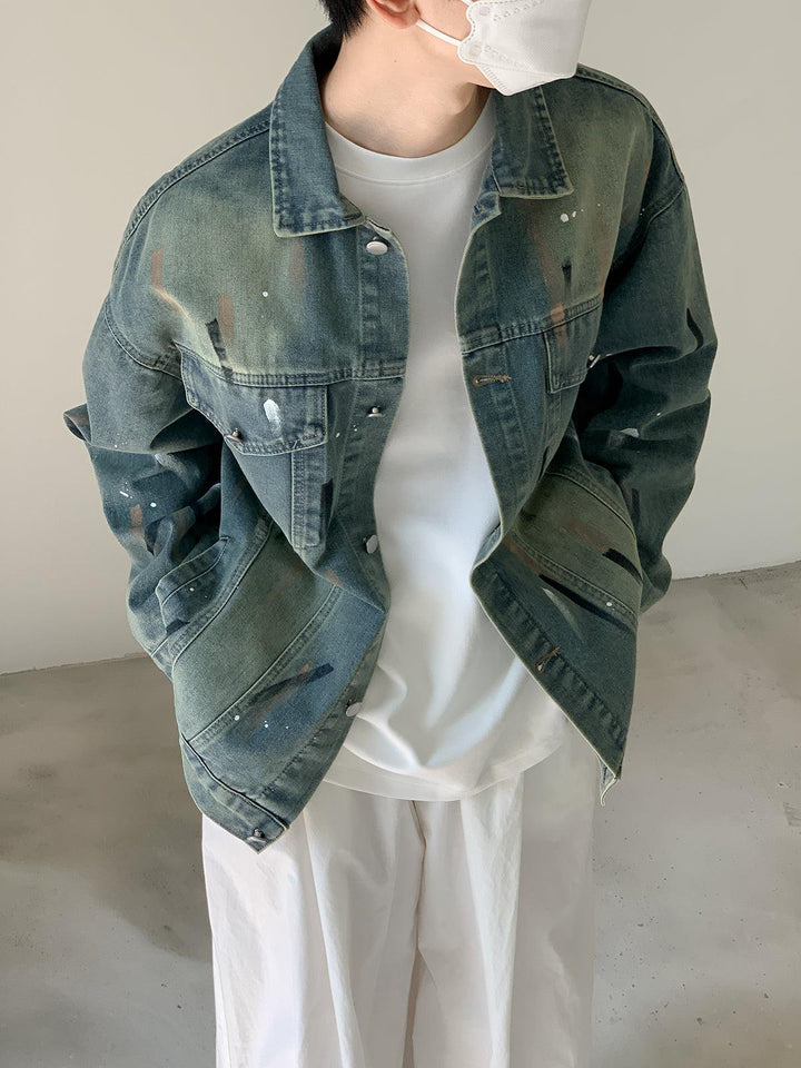 Graffiti Print Denim Jacket