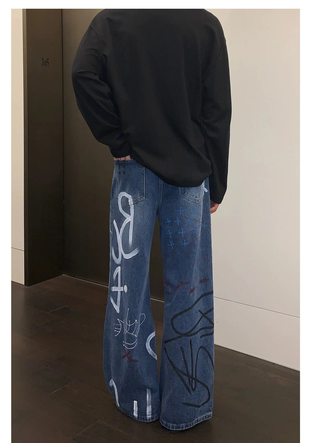 Graffiti Print Denim Pants