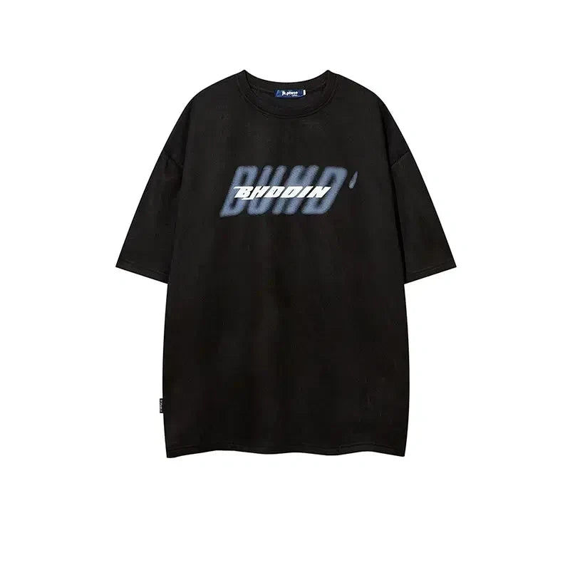 Graffiti Suede Print Oversized T-shirt
