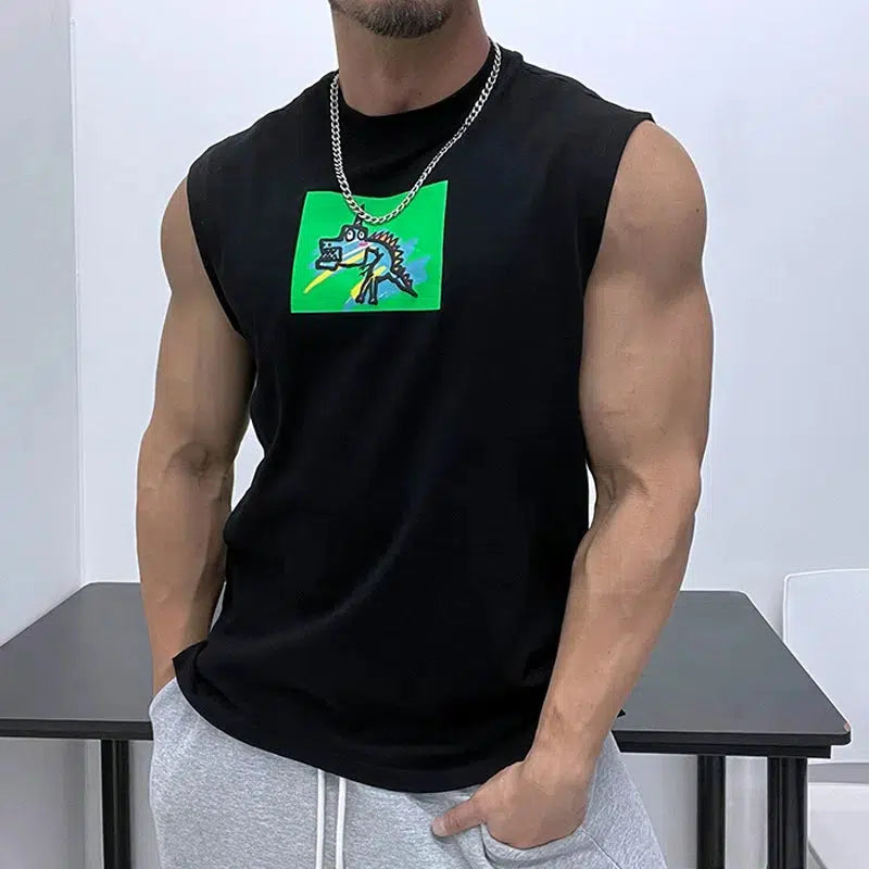 Graphic Foam Printed Sleeveless Vest