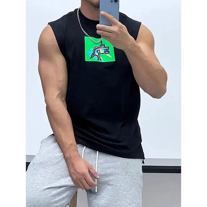 Graphic Foam Printed Sleeveless Vest