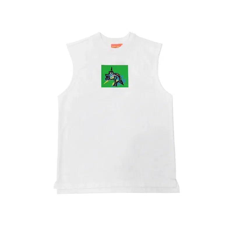 Graphic Foam Printed Sleeveless Vest