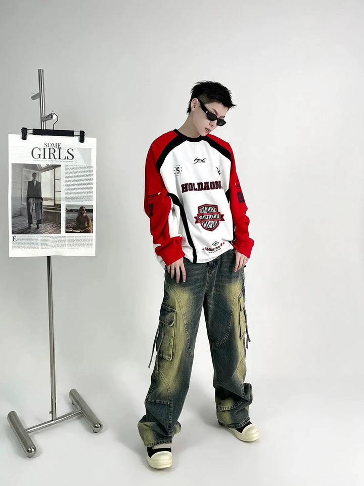 Colorblock Text Print Sweatshirt