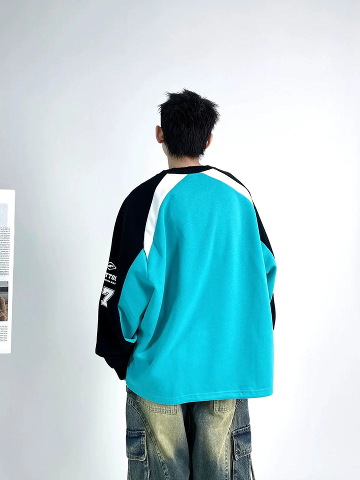 Colorblock Text Print Sweatshirt