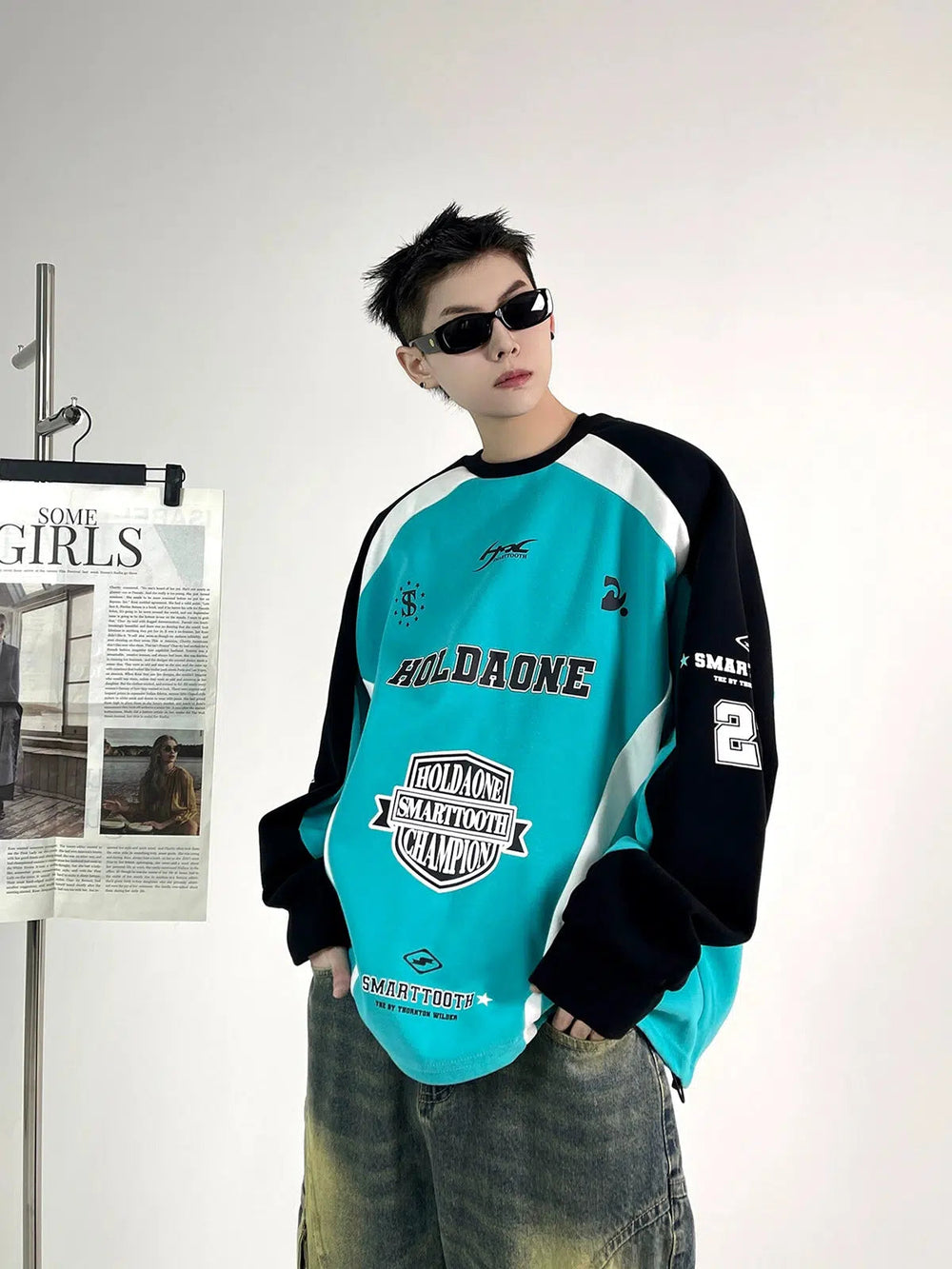 Colorblock Text Print Sweatshirt