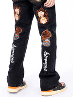 Graphic Print Denim Pants