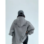 Graphic Print Hooded Zip-Up Coat