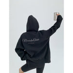 Graphic Print Hooded Zip-Up Coat