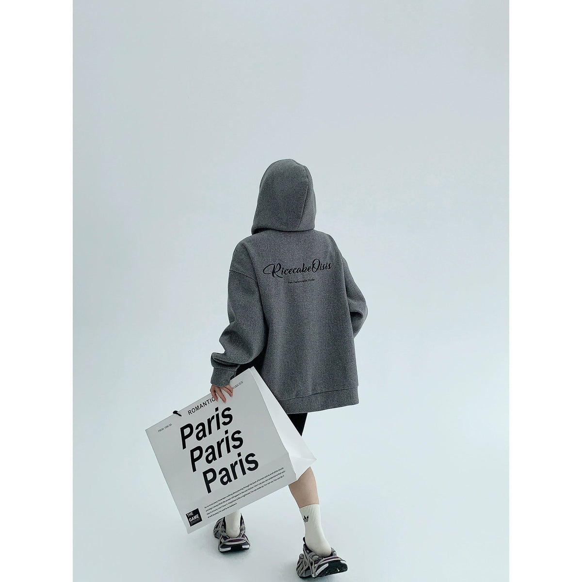 Graphic Print Hooded Zip-Up Coat