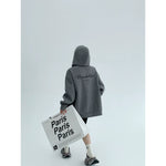 Graphic Print Hooded Zip-Up Coat