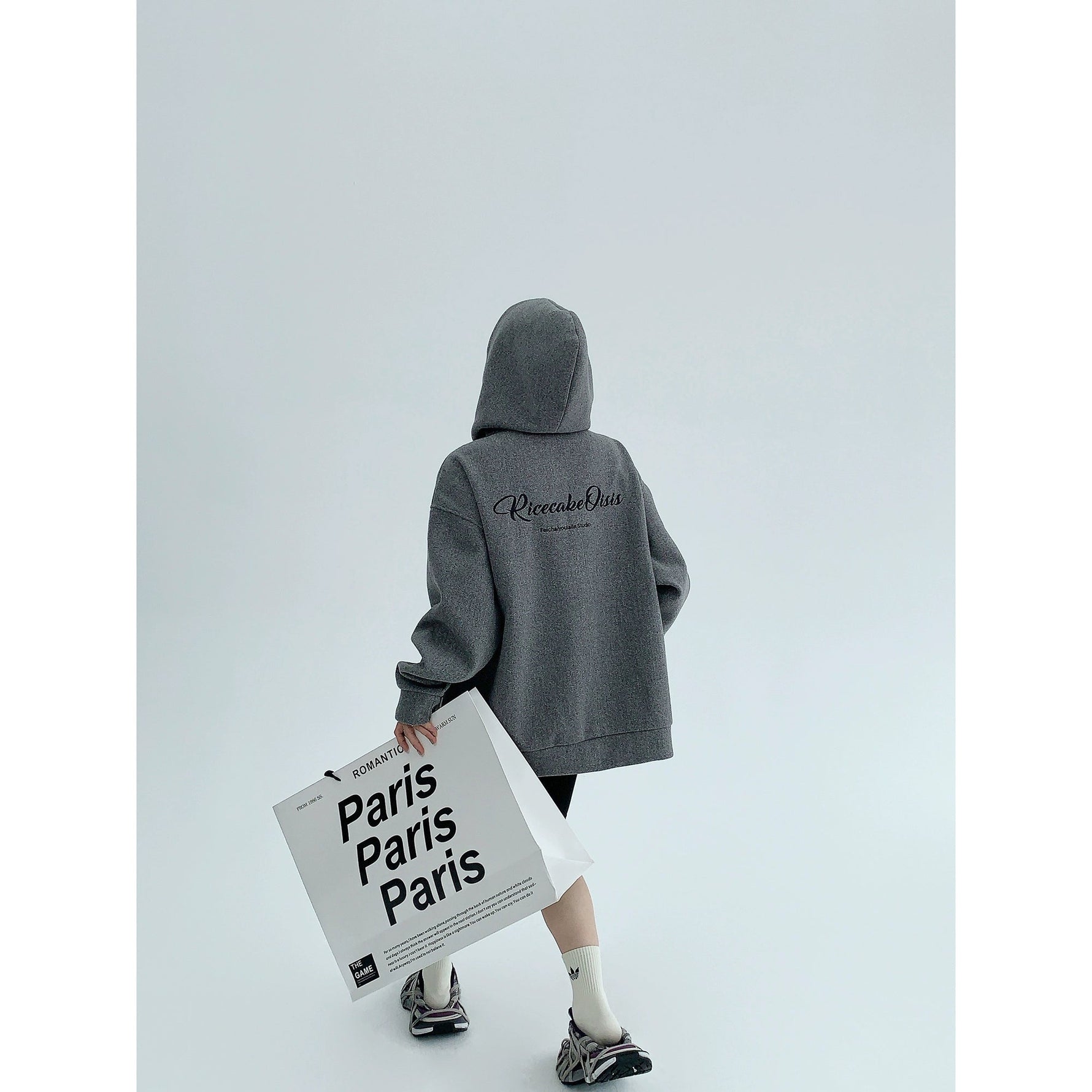 Graphic Print Hooded Zip-Up Coat