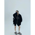 Graphic Print Hooded Zip-Up Coat