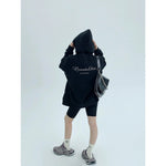 Graphic Print Hooded Zip-Up Coat