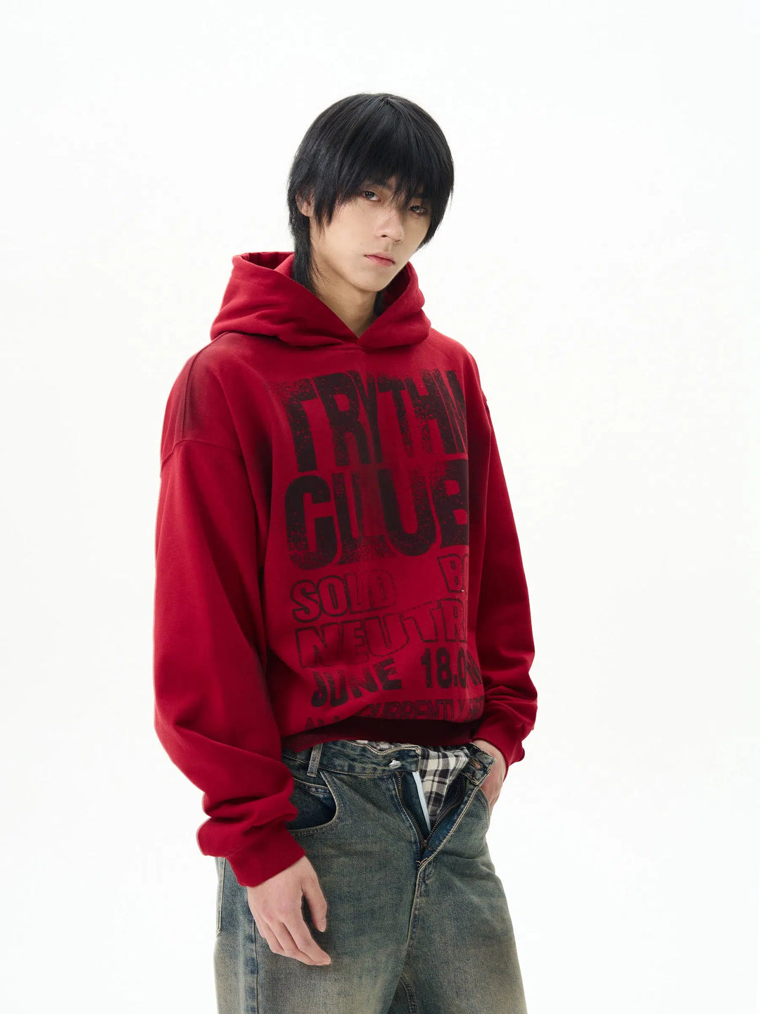 Graphic Print Hoodie with Front Pocket