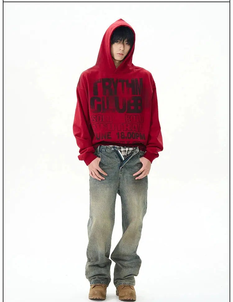 Graphic Print Hoodie with Front Pocket
