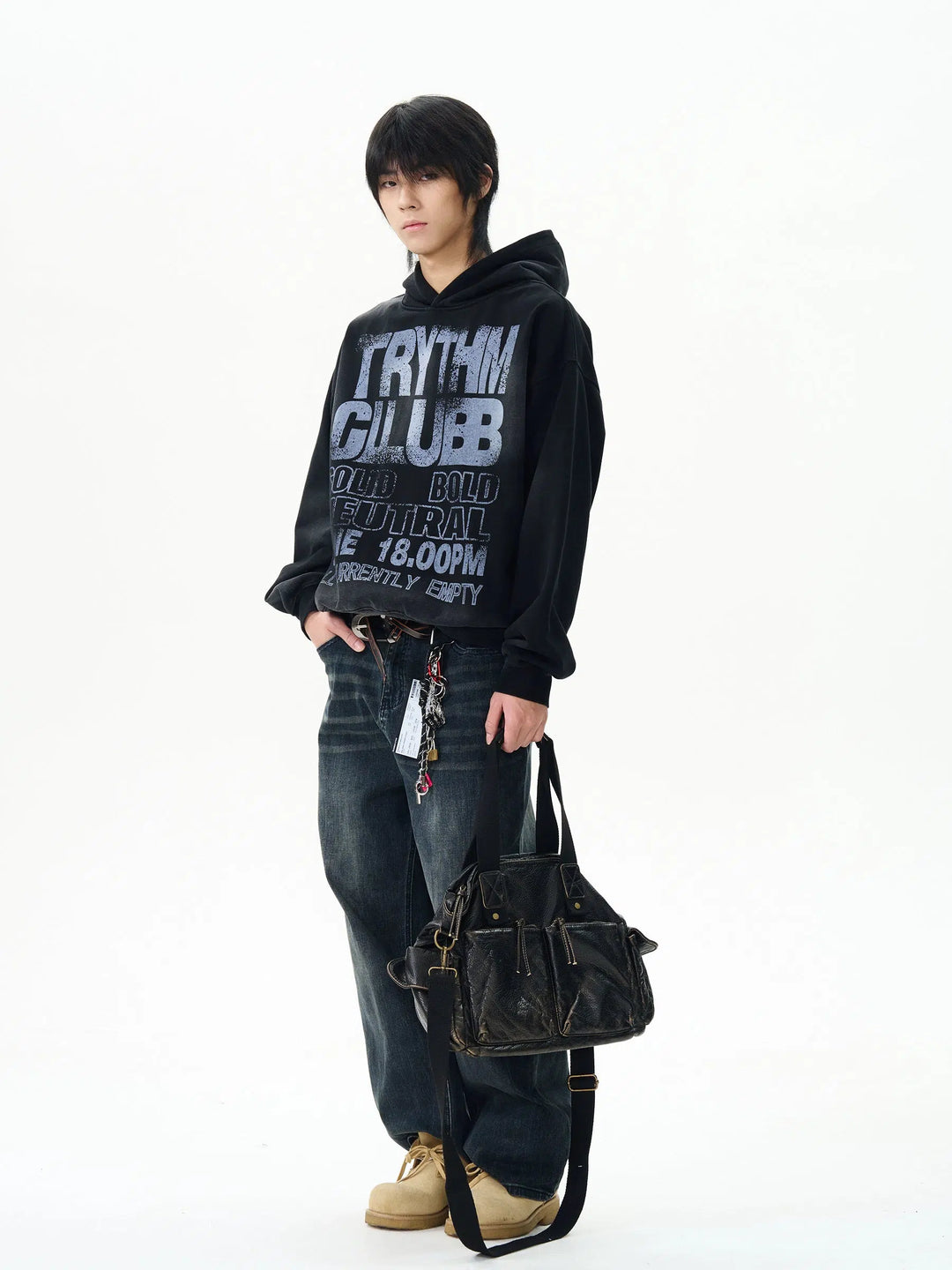 Graphic Print Hoodie with Front Pocket