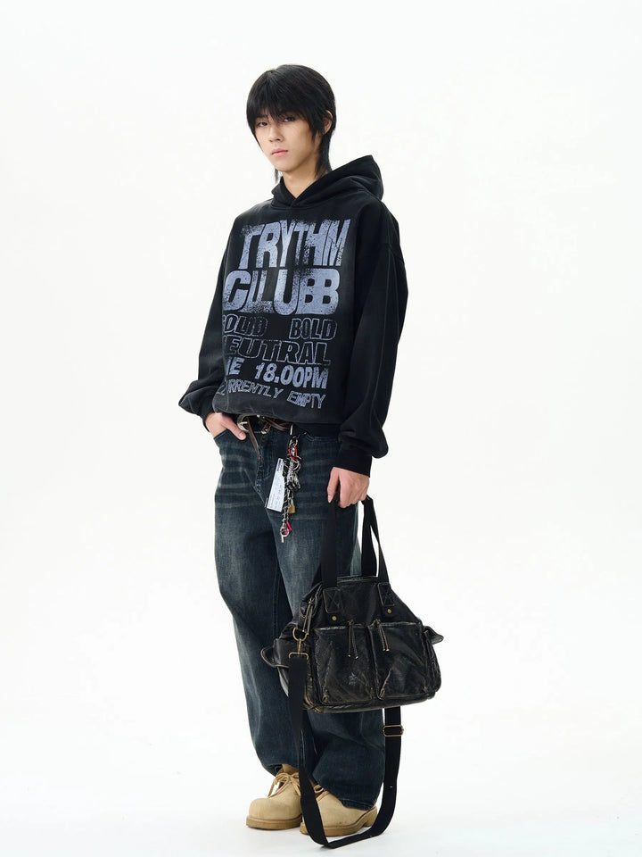Graphic Print Hoodie with Front Pocket