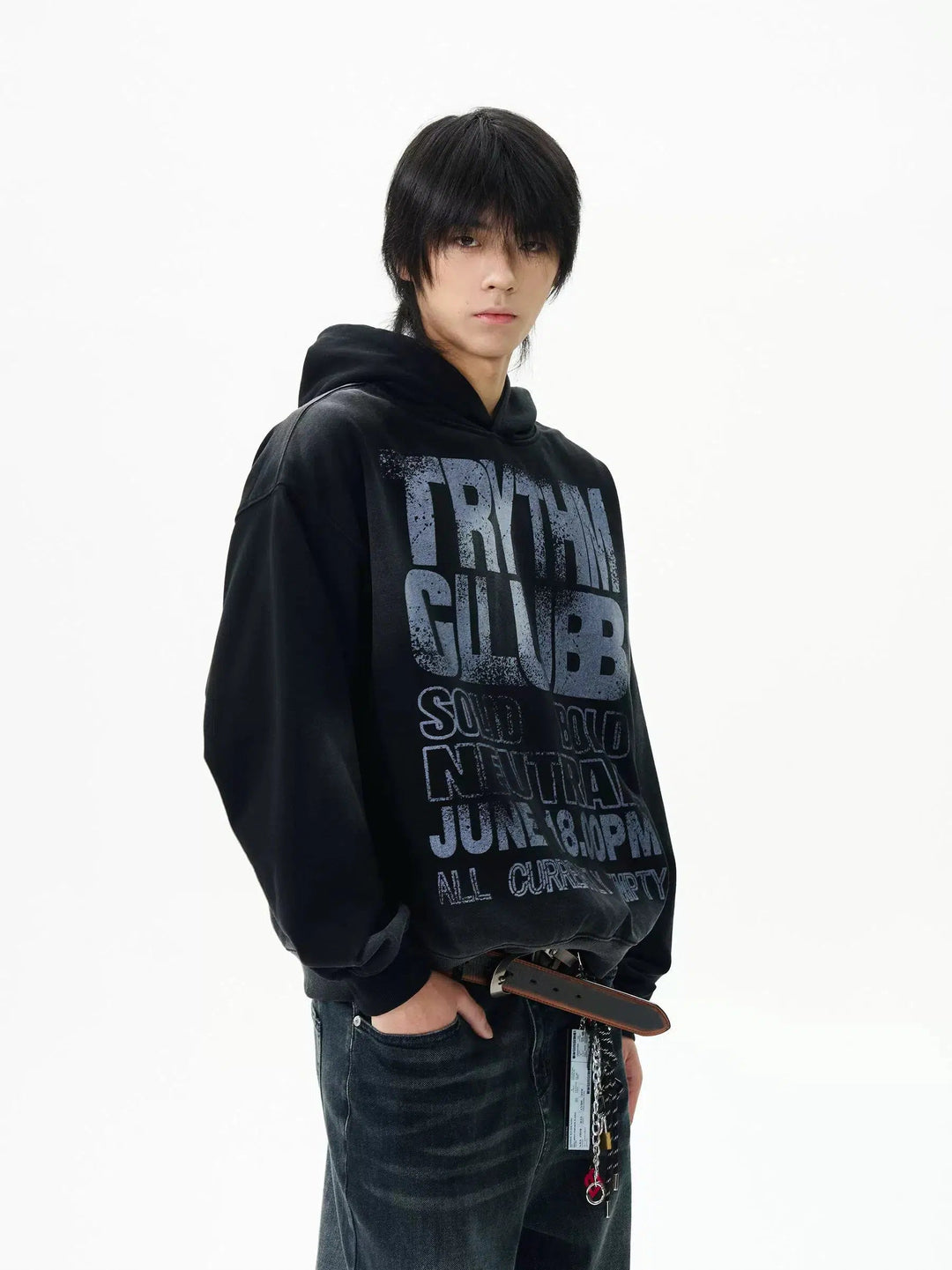 Graphic Print Hoodie with Front Pocket
