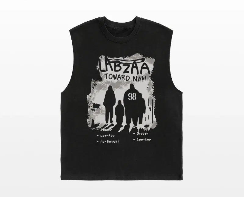 Graphic Print Sleeveless Vest