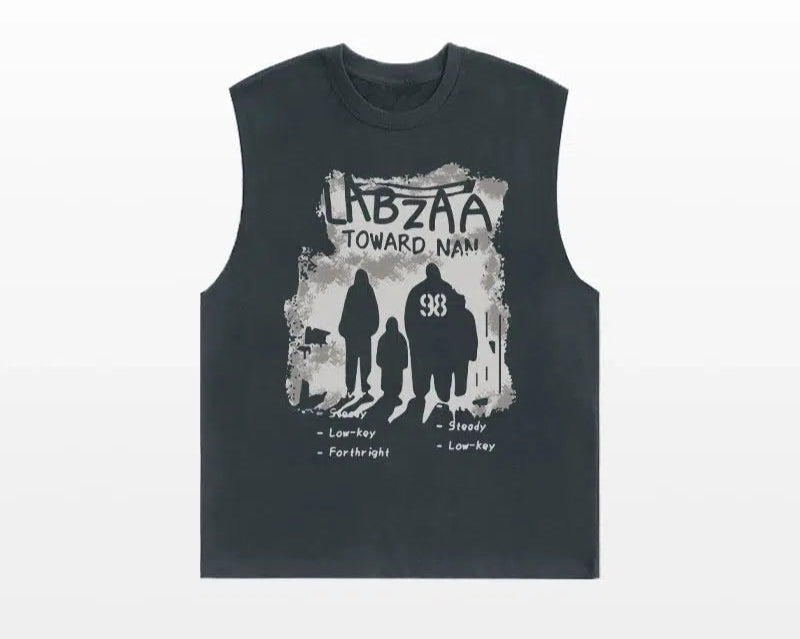 Graphic Print Sleeveless Vest