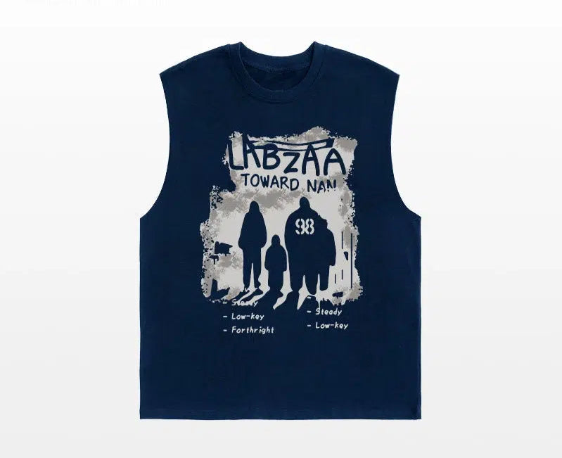 Graphic Print Sleeveless Vest