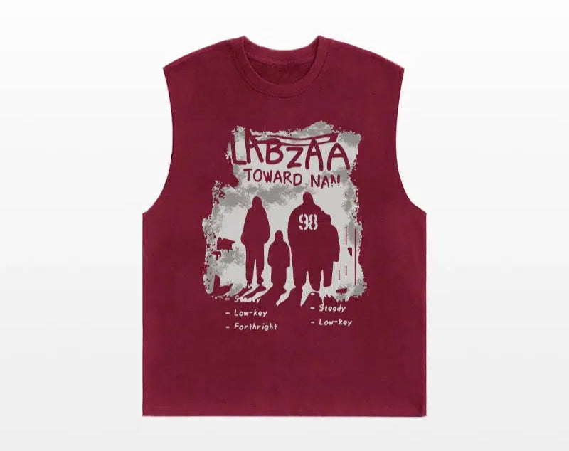 Graphic Print Sleeveless Vest