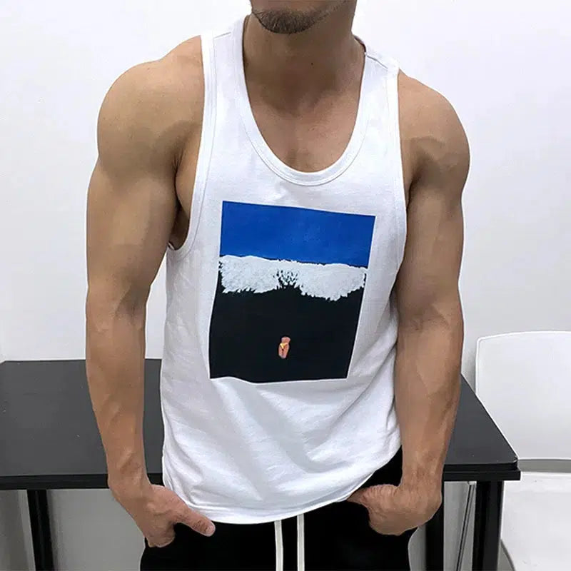 Graphic Print Sleeveless Vest