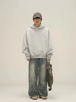Gray Basic Hooded Sweatshirts