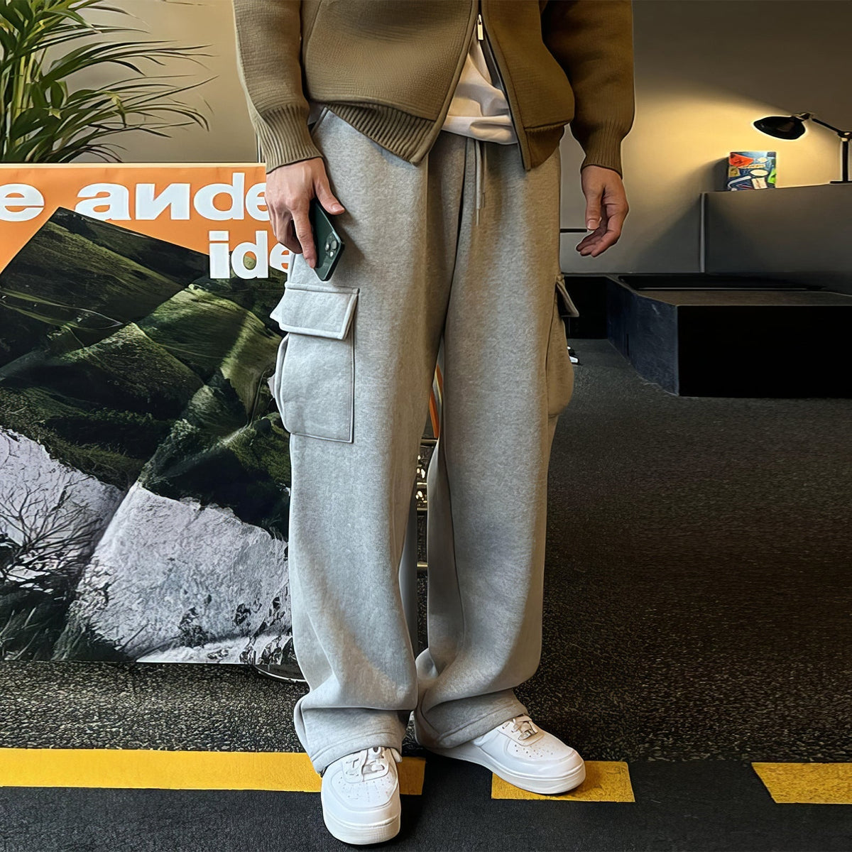 Gray Drawstring Jogging Sweatpants