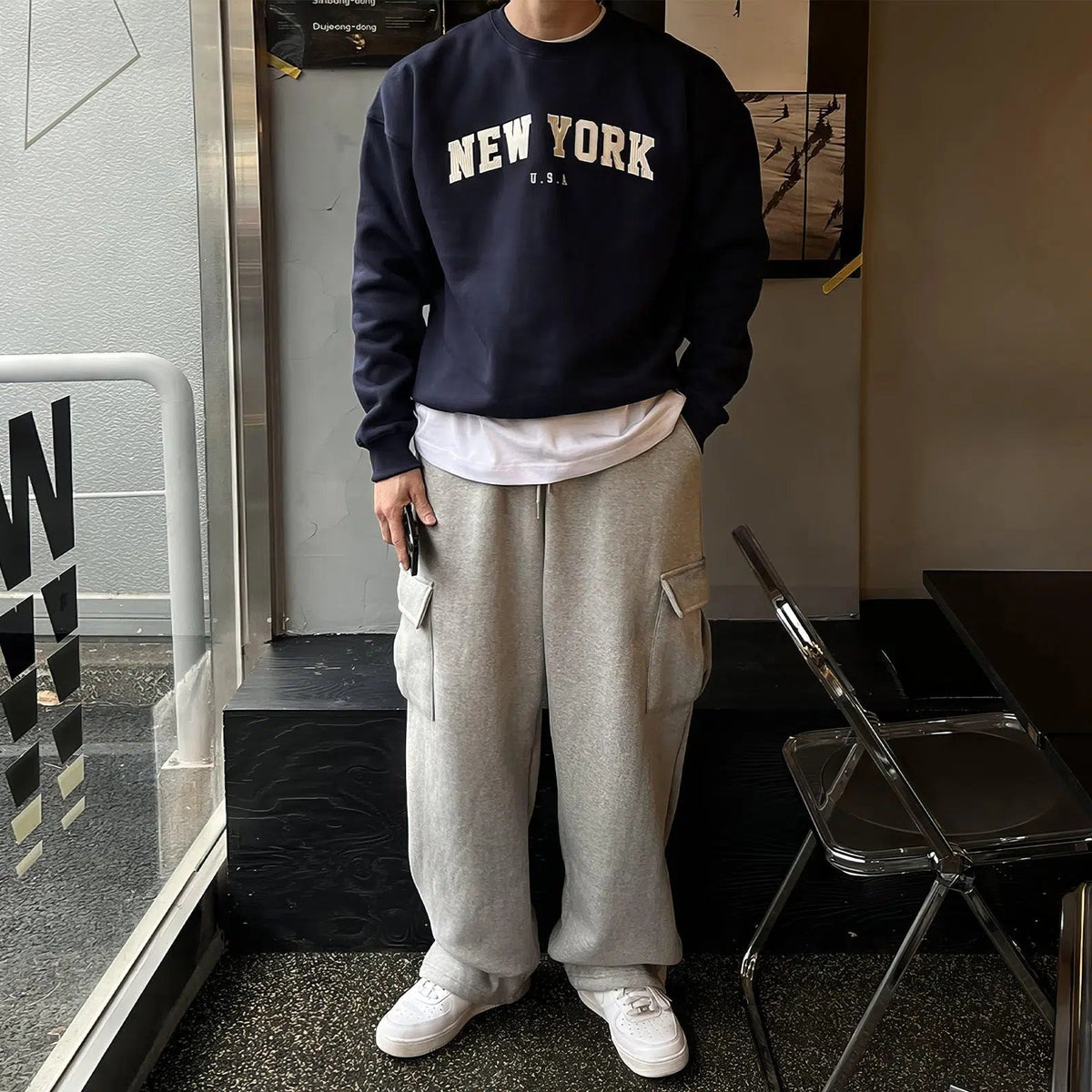 Gray Drawstring Jogging Sweatpants