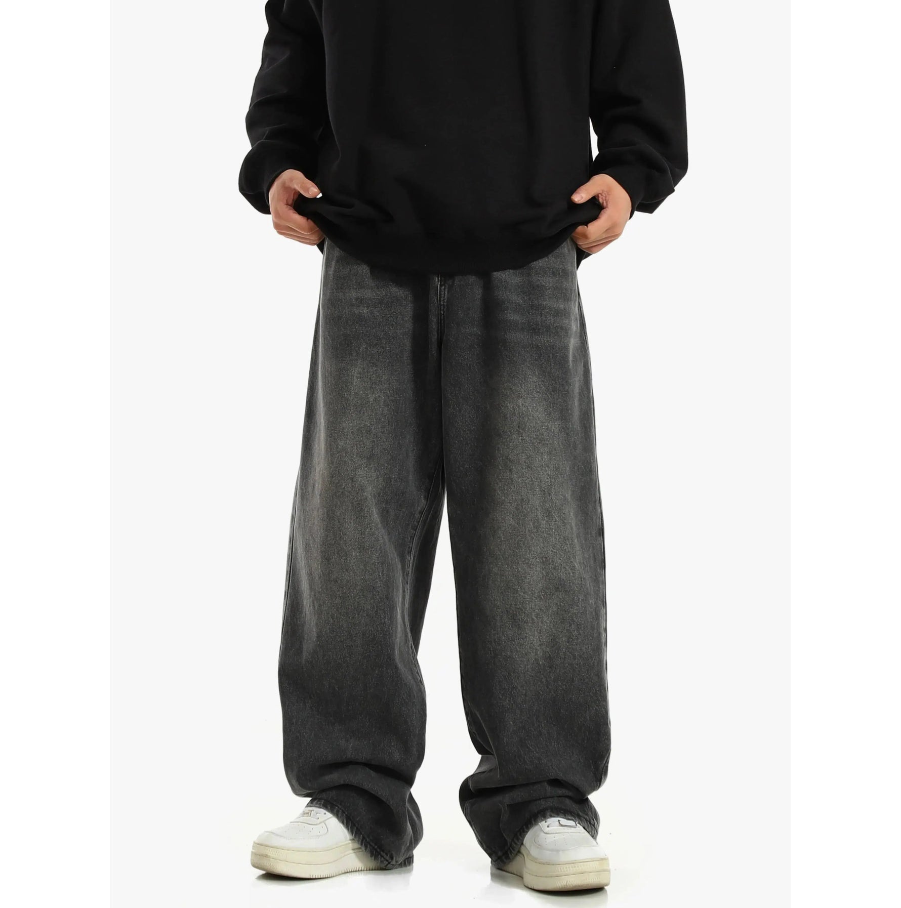 Gray Elastic Waist Jeans