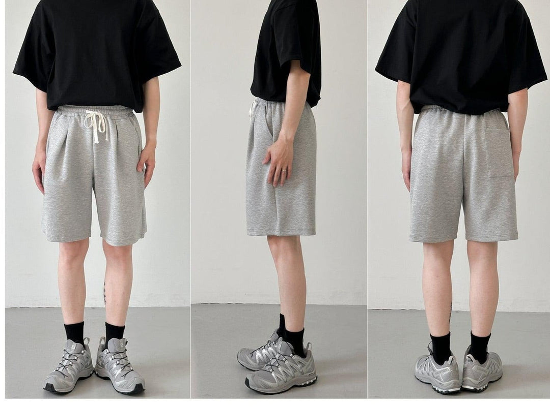 Gray Elastic Waist Shorts
