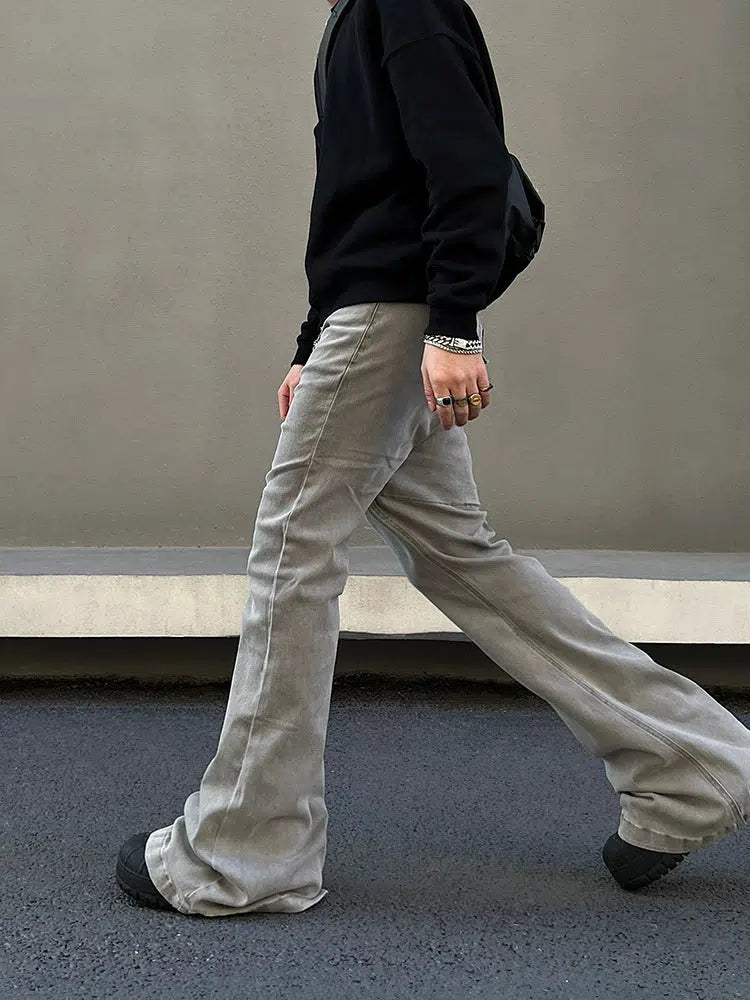 Gray Floor-length Flared Pants