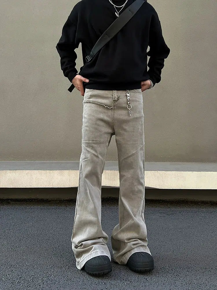 Gray Floor-length Flared Pants