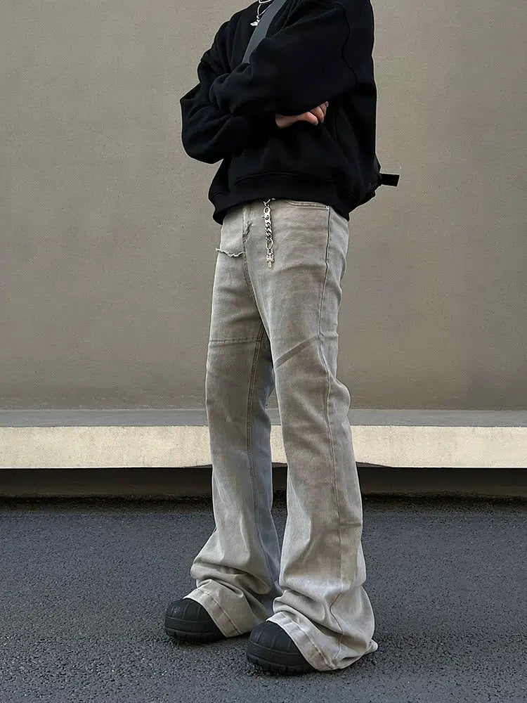 Gray Floor-length Flared Pants