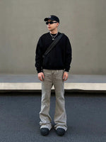 Gray Floor-length Flared Pants