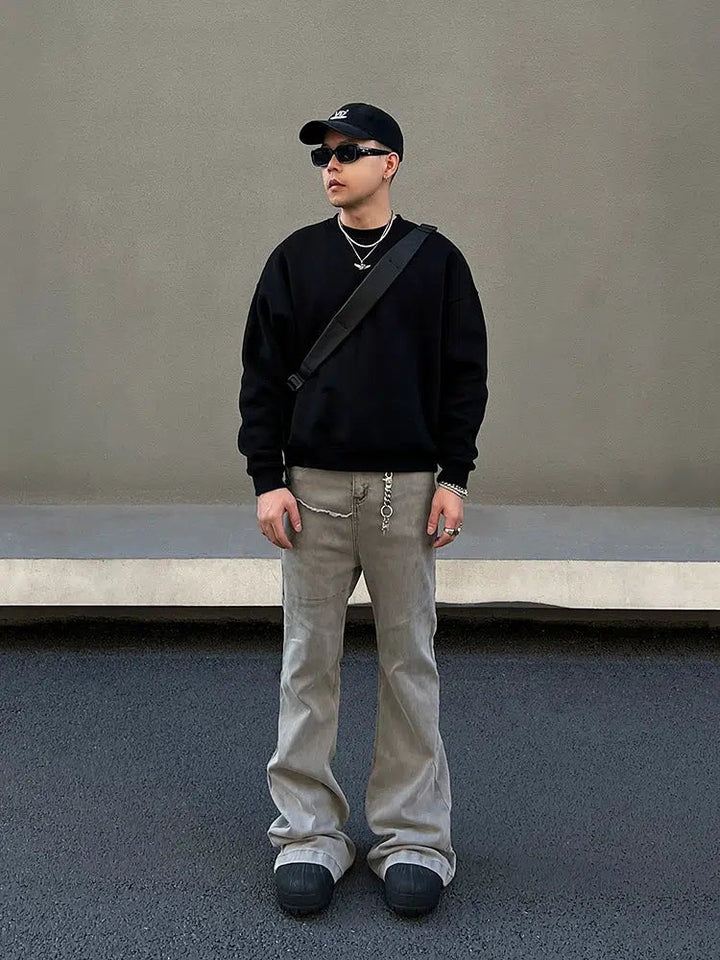 Gray Floor-length Flared Pants