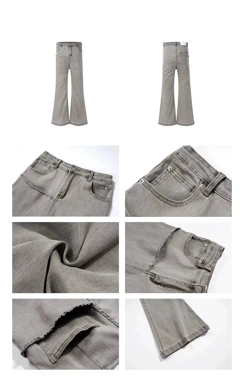 Gray Floor-length Flared Pants