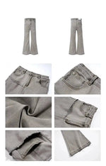 Gray Floor-length Flared Pants