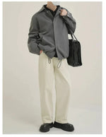 Gray Placket Button-down Jacket