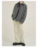 Gray Placket Button-down Jacket