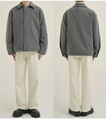 Gray Placket Button-down Jacket