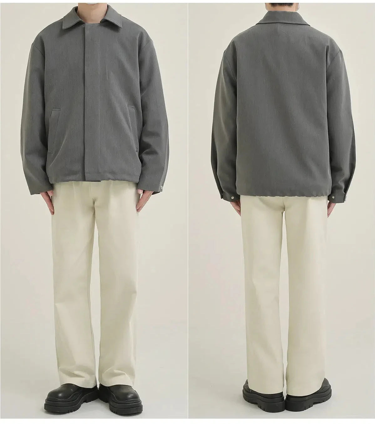 Gray Placket Button-down Jacket