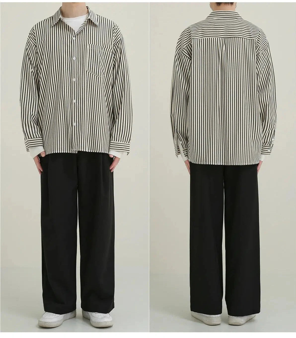 Gray Striped Long Sleeve Shirt