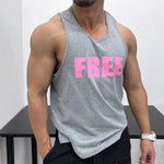 Gray and Pink Casual Slogan Vest