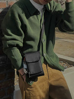 Green Ribbed Knit Cardigan